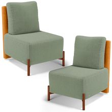 Kit 02 Poltronas Decorativas Sala de Estar Living Hungria L02 Couríssimo Whisky Bouclê Oliva - Lyam