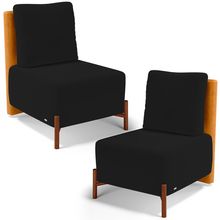 Kit 02 Poltronas Decorativas Sala de Estar Living Hungria L02 Couríssimo Whisky Suede Preto - Lyam