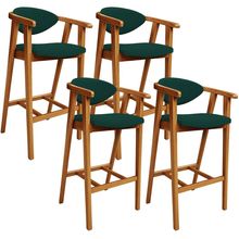 Kit 04 Banquetas Alta Para Cozinha Bancada Bar Sala de Jantar Fixa Cecília L02 Bouclê Verde - Lyam