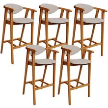 Kit 04 Banquetas Alta Para Cozinha Bancada Bar Sala de Jantar Fixa Cecília L02 Linho Bege - Lyam