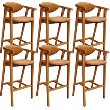 Kit 06 Banquetas Alta Cozinha Bancada Bar Sala de Jantar Fixa Cecília L02 Couríssimo Whisky - Lyam