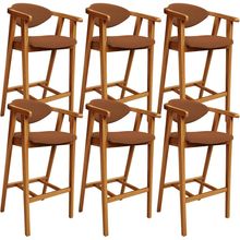 Kit 06 Banquetas Alta Cozinha Bancada Bar Sala de Jantar Fixa Cecília L02 Bouclê Terracota - Lyam