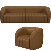 Kit Sofá 4 Lugares Para Sala Estar 292 cm com 01 Poltrona Lazio M03 Couríssimo Whisky - Lyam Decor