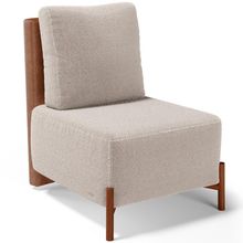 Poltrona Decorativa Sala Estar Living Pés Madeira Hungria L02 Couríssimo Camel Bouclê Creme - Lyam