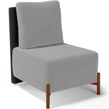Poltrona Decorativa Sala Estar Living Pés Madeira Hungria L02 Couríssimo Preto Suede Cinza - Lyam