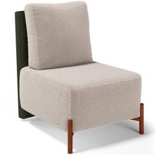 Poltrona Decorativa Sala Estar Living Pés Madeira Hungria L02 Couríssimo Verde Bouclê Creme - Lyam