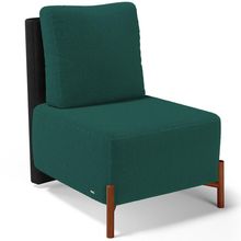 Poltrona Decorativa Sala Estar Living Pés Madeira Hungria L02 Couríssimo Preto Bouclê Verde - Lyam