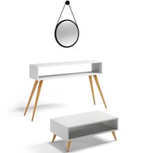 Kit Aparador com Mesa de Centro Mônaco E Espelho Adnet 54cm Preto L03 Branco - Lyam Decor