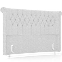 Cabeceira Cama Box King 195cm Estofada Meora P05 Linho Cinza Claro - Lyam Decor