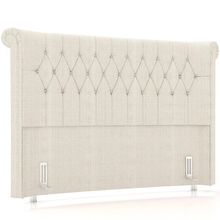 Cabeceira Cama Box King 195cm Estofada Meora P05 Linho Creme - Lyam Decor