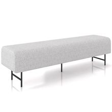 Puff Recamier Decorativo com Pés Industrial 140cm Novara P05 Linho Cinza Claro - Lyam Decor