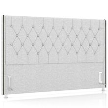 Cabeceira Cama Box King 195cm Estofada Frizza P05 Linho Cinza Claro - Lyam Decor