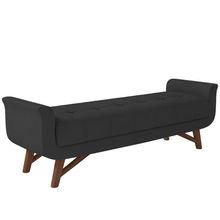 Puff Recamier Decorativo com Pés em Madeira 140 cm Itália P05 Veludo Preto - Lyam