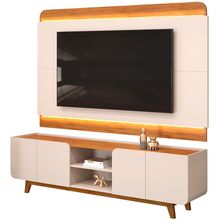 Rack Para Sala com Painel Para TV 75 Pol LED Cine D05 Off White Freijó - Lyam Decor