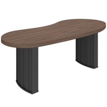 Mesa Para Escritório 200cm Tamburato Curves A02 Charuto Preto - Lyam Decor
