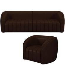 Kit Sofá 5 Lugares Para Sala 332cm com 01 Poltrona Lazio M03 Corano Marrom - Lyam Decor