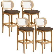 Kit 04 Banquetas Altas Para Cozinha Bancada Sala Tela Betta Fixa L02 Suede Marrom - Lyam