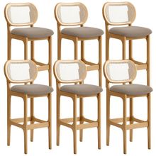 Kit 06 Banquetas Altas Para Cozinha Bancada Sala Tela Betta Fixa L02 Bouclê Bege - Lyam