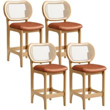 Kit 4 Banquetas Baixa Bar Cozinha Sala de Jantar Betta L02 Mel Tela Couríssimo Camel - Lyam Decor