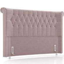 Cabeceira Cama Box Casal 140cm Estofada Meora P05 Veludo Rosê - Lyam Decor