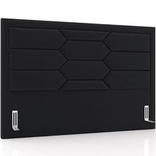 Cabeceira Cama Box King 195cm Estofada Nora P05 Veludo Preto - Lyam Decor