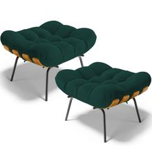 Kit 2 Puff's Decorativos Sala de Estar Costela L02 Bouclê Verde - Lyam Decor