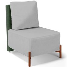 Poltrona Decorativa Sala Estar Living Pés Madeira Hungria L02 Couríssimo Verde Linho Cinza - Lyam