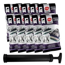 Kit 10 Sacos Organizadores a Vácuo Viagem Mala Armários Closet Lençol Toalhas Antimofo Odor + Bomba