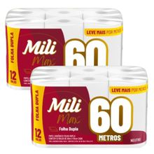 Papel Higienico Mili Dual 60m- Folha dupla   Neutro  24  rolos