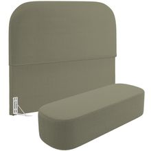 Cabeceira Cama Box Casal 140cm Lanna com Puff Recamier Doha W01  Bouclê Oliva - Lyam Decor