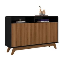 Buffet Aparador 4 Portas Vicenzo MDP Nature/Preto - Gran Belo