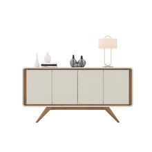 Balcão Buffet Decorativo Maverick 4 Portas Pés de Madeira Nature/OffWhite - Gran Belo