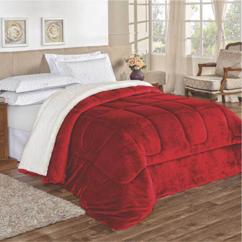 Cobedrom de Plush King Vermelho - Loja Moda Casa