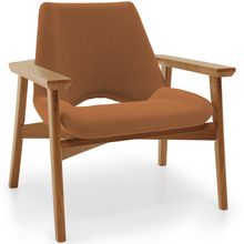 Poltrona Decorativa Para Sala de Estar Living Base Madeira Becker L02 Bouclê Terracota - Lyam Decor
