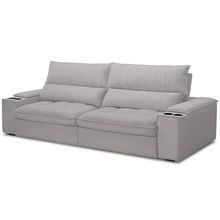 Sofá Retrátil Reclinável Para Sala de Estar Living 280cm Nápoles F04 Veludo Cinza - Lyam Decor