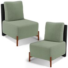 Kit 02 Poltronas Decorativas Sala de Estar Living Hungria L02 Couríssimo Preto Bouclê Oliva - Lyam