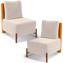Kit 02 Poltronas Decorativas Sala de Estar Living Hungria L02 Couríssimo Whisky Suede Bege - Lyam