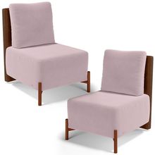 Kit 02 Poltronas Decorativas Sala de Estar Living Hungria L02 Couríssimo Marrom Suede Rosê - Lyam