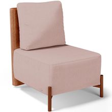 Poltrona Decorativa Sala de Estar Living Pés Madeira Hungria L02 Couríssimo Camel Linho Rosê - Lyam