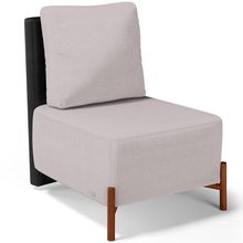 Poltrona Decorativa Sala de Estar Living Pés Madeira Hungria L02 Couríssimo Preto Linho Bege - Lyam