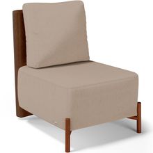 Poltrona Decorativa Sala de Estar Living Pés Madeira Hungria L02 Couríssimo Marrom Linho Bege Escuro - Lyam