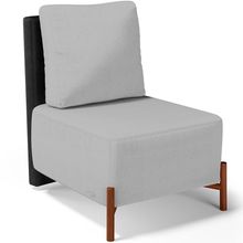 Poltrona Decorativa Sala Estar Living Pés Madeira Hungria L02 Couríssimo Preto Linho Cinza - Lyam