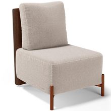 Poltrona Decorativa Sala Estar Living Pés Madeira Hungria L02 Couríssimo Marrom Bouclê Creme - Lyam