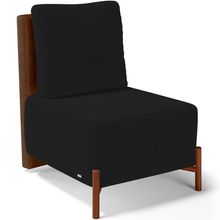 Poltrona Decorativa Sala de Estar Living Pés Madeira Hungria L02 Couríssimo Marrom Suede Preto - Lyam
