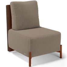 Poltrona Decorativa Sala Estar Living Pés Madeira Hungria L02 Couríssimo Marrom Bouclê Bege - Lyam