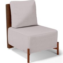 Poltrona Decorativa Sala Estar Living Pés Madeira Hungria L02 Couríssimo Marrom Linho Bege - Lyam