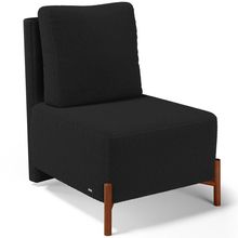 Poltrona Decorativa Sala Estar Living Pés Madeira Hungria L02 Couríssimo Preto Bouclê Preto - Lyam