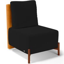 Poltrona Decorativa Sala Estar Living Pés Madeira Hungria L02 Couríssimo Whisky Suede Preto - Lyam