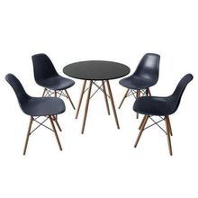 Conjunto Mesa de Jantar 80cm + 4 Cadeiras Eames Preto NEW