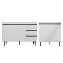 Balcão Gabinete Pia Andréia Sem Tampo 100cm e Armário Para Cooktop 02 Portas Branco - Desk Design
